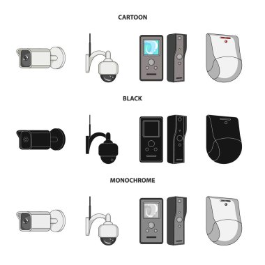 Cctv ve kamera logo vektör Illustration. Cctv ve sistem stok vektör çizim seti.