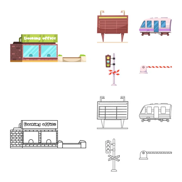 Изолированный объект с логотипом поезда и вокзала. Коллекция иконки поезда и билета на складе . — стоковый вектор