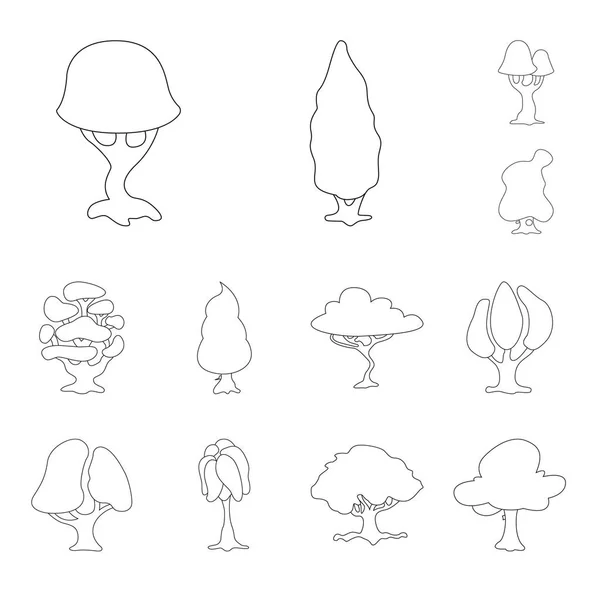 Conception vectorielle du logo arbre et nature. Jeu d'illustration vectorielle arbre et couronne . — Image vectorielle