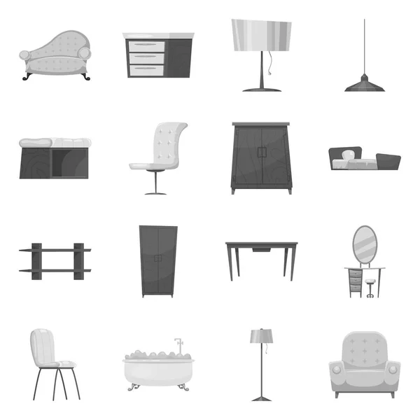 Objeto aislado de muebles y símbolo del apartamento. Colección de muebles y el hogar vector de la ilustración . — Vector de stock