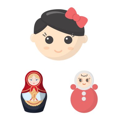 Oyuncak ve güzel logo vektör çizimi. Oyuncak ve hisse senedi için sevimli vektör simge kümesi.