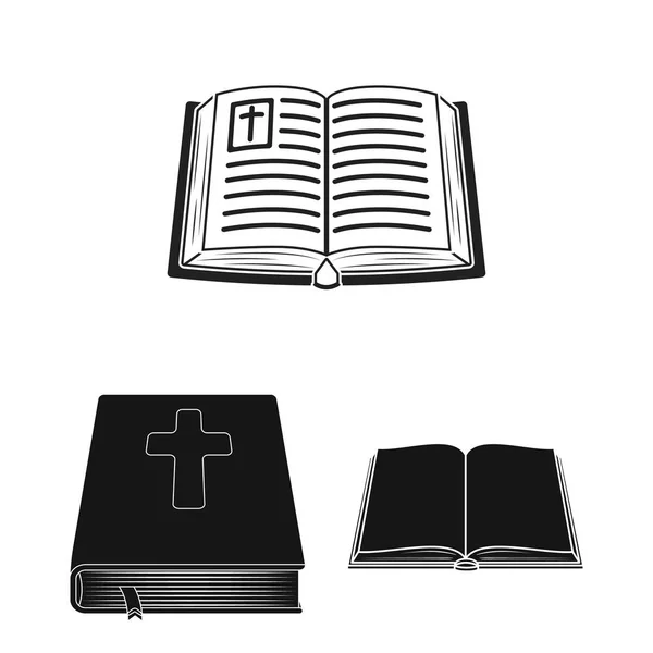 Illustration vectorielle du livre et symbole chrétien. Collection de livre et icône de vecteur saint pour stock . — Image vectorielle