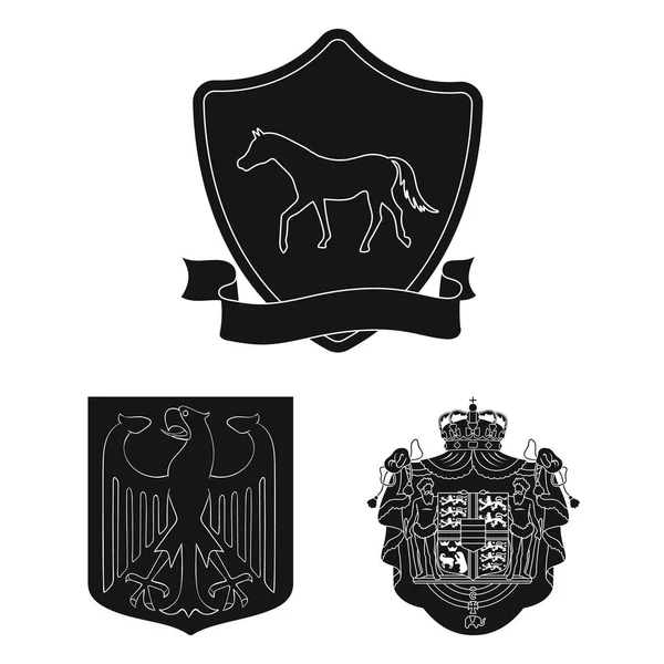 Geïsoleerde object van heraldische en kroon teken. Set heraldische en armen aandelensymbool voor web. — Stockvector