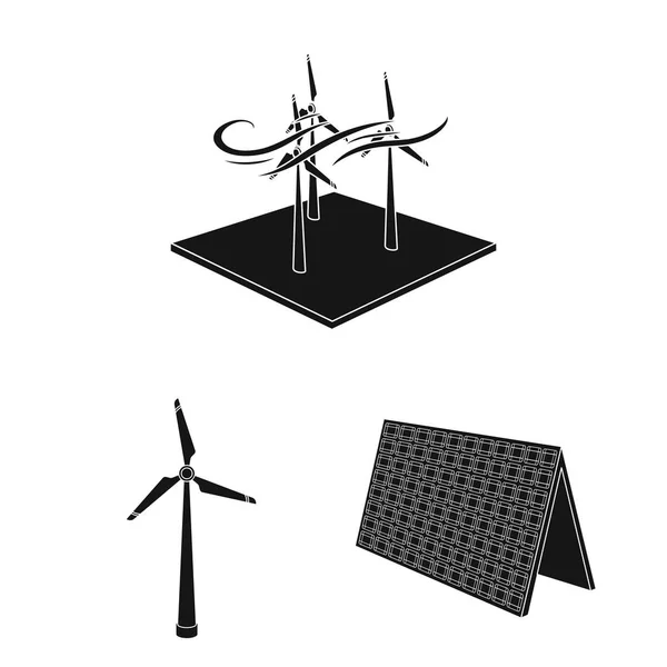 Diseño vectorial de energía e icono solar. Colección de energía e ilustración del vector de stock verde . — Vector de stock