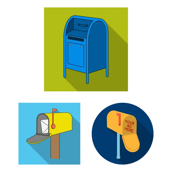 Vector illustratie van postvak en brief ondertekenen. Set brievenbus en mail voorraad vectorillustratie. — Stockvector