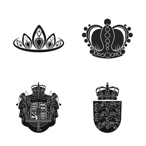 Projeto vetorial de coroa e símbolo real. Conjunto de coroa e jóias símbolo de estoque para web . —  Vetores de Stock