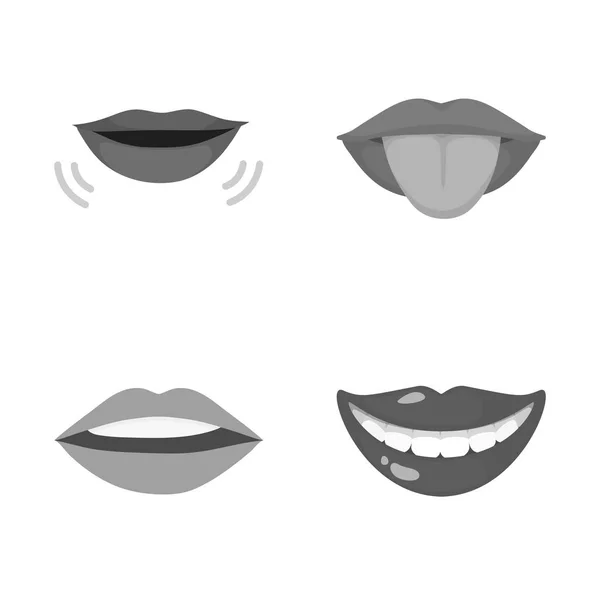 Isolated object of kiss  and smile sign. Set of kiss  and sexy  stock vector illustration. — Stock Vector