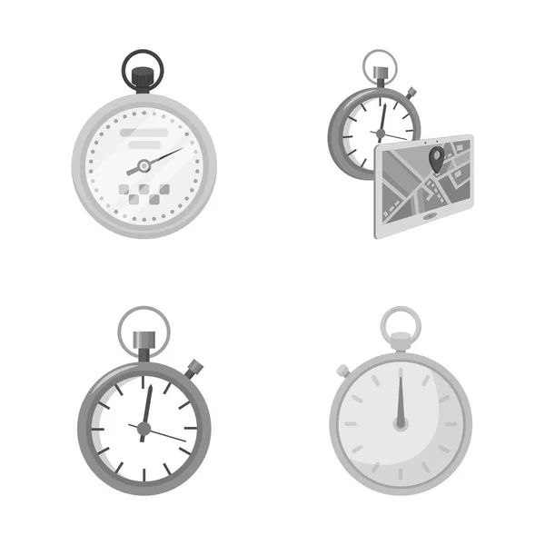 Objet isolé de chronomètre et logo de la montre. Collection de chronomètre et stop stock symbole pour le web . — Image vectorielle