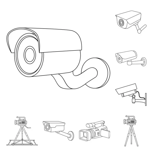 Vector ontwerp van camcorder en camera pictogram. Set camcorder en dashboard voorraad vectorillustratie. — Stockvector