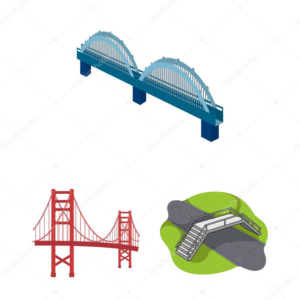Isolated object of bridge and construction logo. Set of bridge and arch vector icon for stock.
