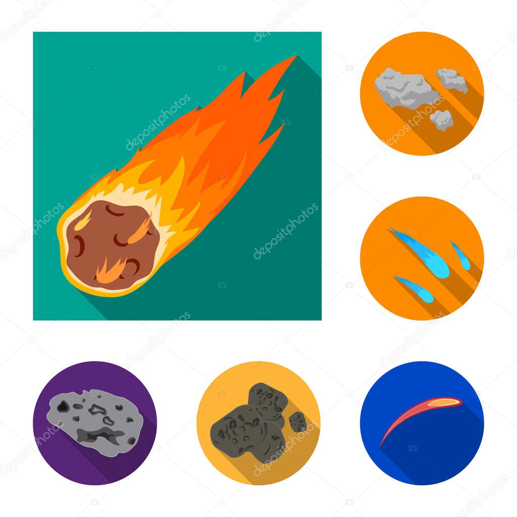 Isolated object of shooting and fire sign. Collection of shooting and asteroid vector icon for stock.
