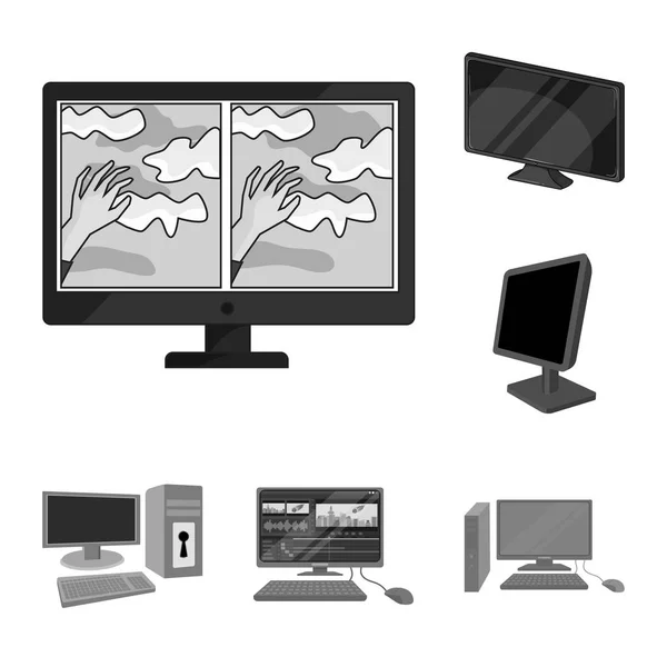 Objet isolé de l'écran et le symbole de l'ordinateur. Collection d'icône vectorielle écran et maquette pour stock . — Image vectorielle