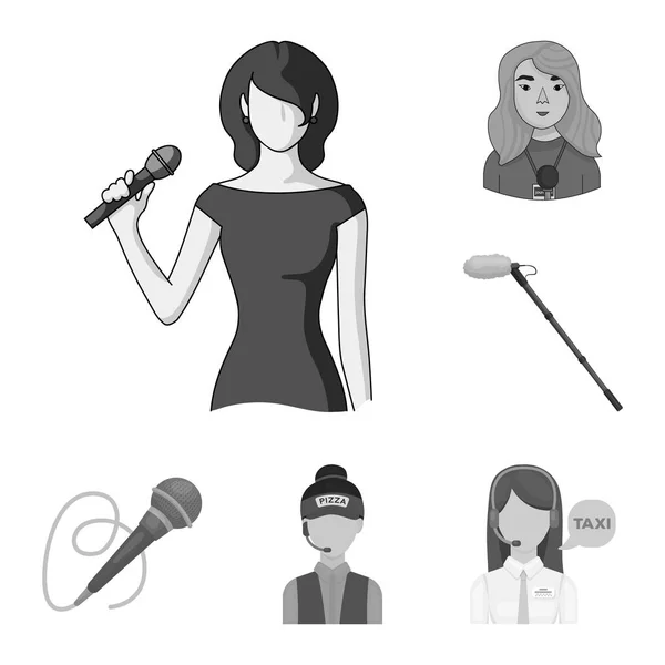 Geïsoleerde object van karaoke en muziek logo. Set van karaoke en club voorraad vectorillustratie. — Stockvector