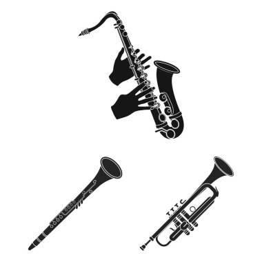 Trompet ve pirinç işareti vektör Illustration. Trompet ve saksafon hisse senedi simgesi için web topluluğu.
