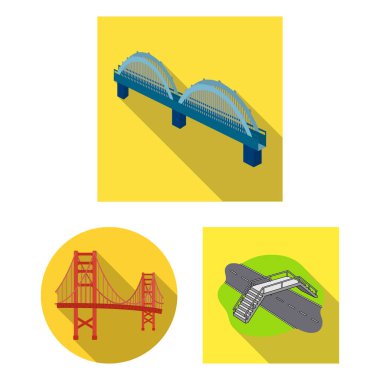 Köprü ve inşaat işareti vektör tasarımı. Köprü ve kemer hisse senedi vektör çizim.