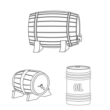 Varil ve bira simge vektör tasarımı. Varil ve fıçı hisse senedi vektör çizim topluluğu.