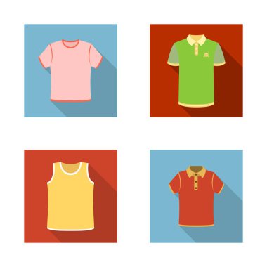 Giysi izole nesne ve logo giymek. Giyim ve kısa hisse senedi vektör çizim koleksiyonu.