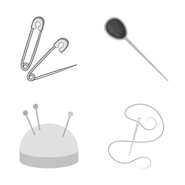 PIN ve dikiş simge vektör tasarımı. Hisse senedi için PIN ve sketch vektör simgesi topluluğu.