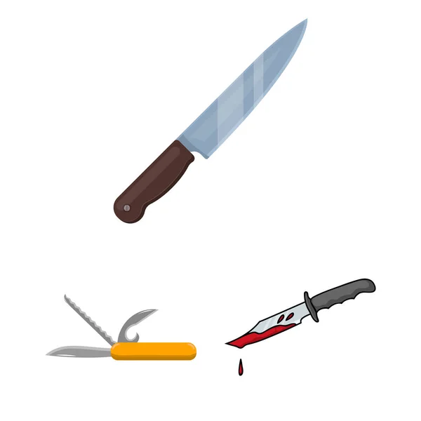 Objeto aislado de cuchillo y símbolo de corte. Colección de cuchillo e ilustración de vector de stock plano . — Vector de stock