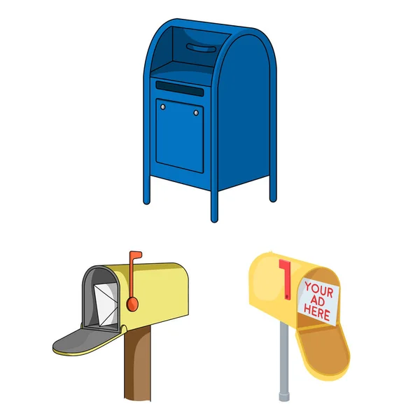 Vector ontwerp van pictogram Postvak en brief. Set brievenbus en mail vector pictogram voor voorraad. — Stockvector