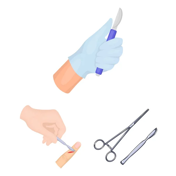 Geïsoleerde object van scalpel en medische logo. Set scalpel en gezondheidszorg vector pictogram voor voorraad. — Stockvector