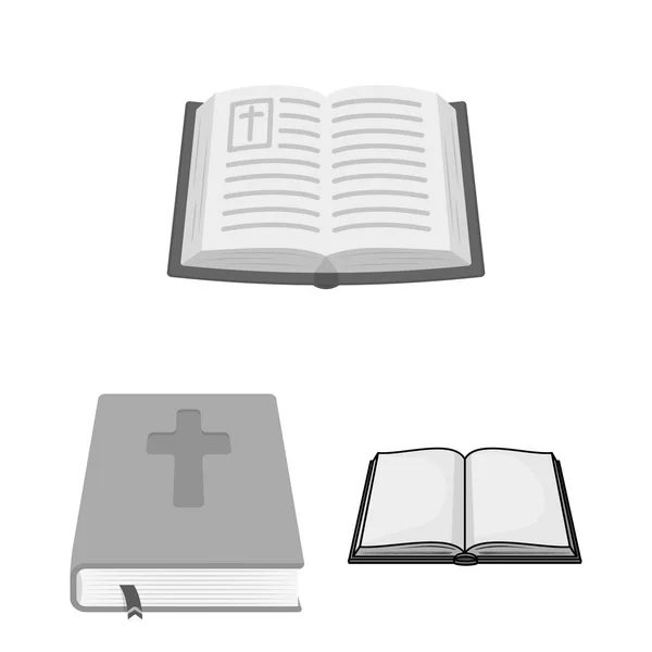 Kitap ve Hıristiyan simge vektör Illustration. Kitap ve kutsal hisse senedi vektör çizim koleksiyonu. — Stok Vektör