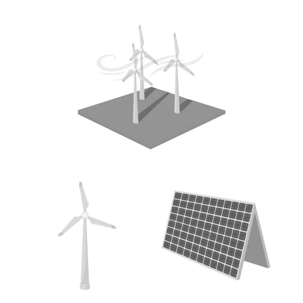 Diseño vectorial de energía e icono solar. Colección de energía e ilustración del vector de stock verde . — Vector de stock