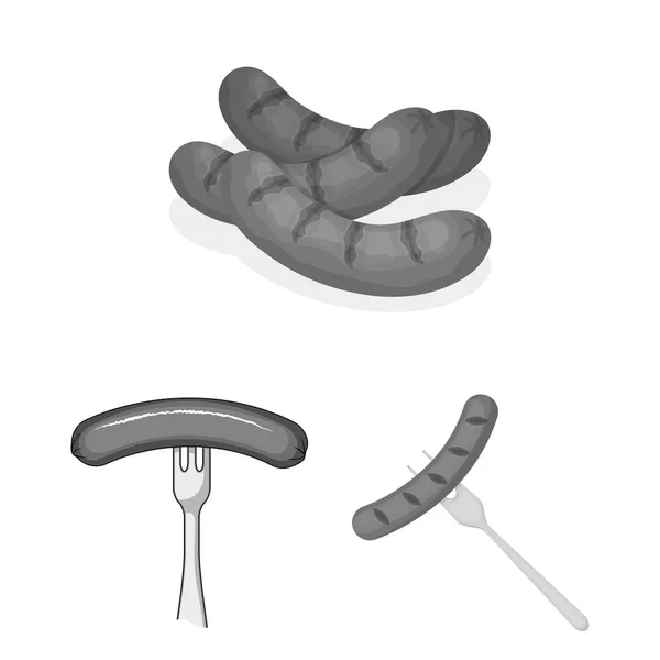 香肠和党的象征的孤立对象。收集香肠和德国股票符号的网络. — 图库矢量图片