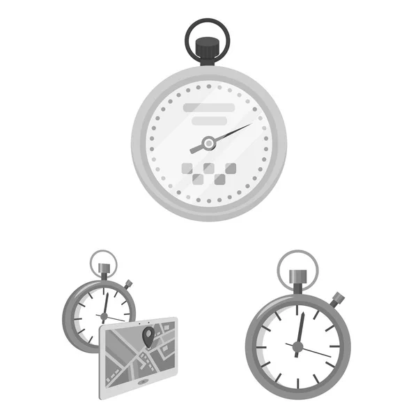 Oggetto isolato di cronometro e segno di orologio. Set di cronometro e stop stock illustrazione vettoriale . — Vettoriale Stock
