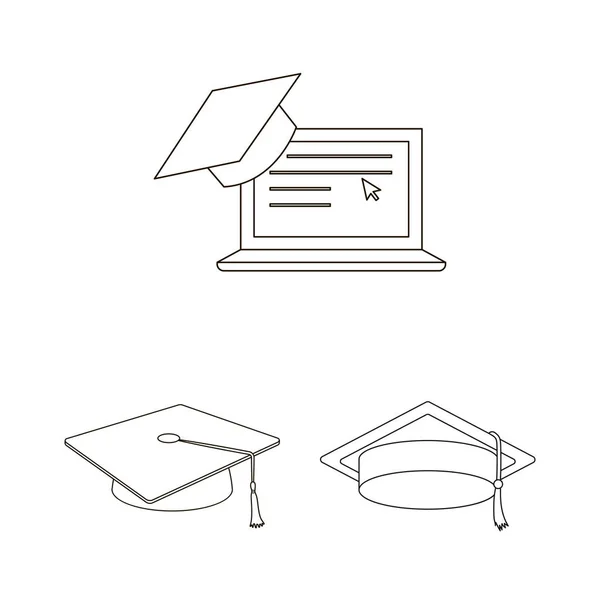 Vector design of graduate and cap  icon. Set of graduate and diploma vector icon for stock. — Stock Vector