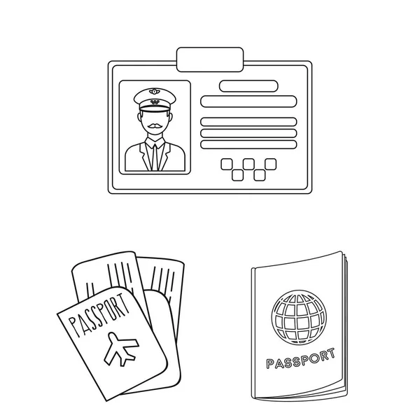 Vector design of passport and travel icon. Set of passport and paper stock symbol for web. — Stock Vector