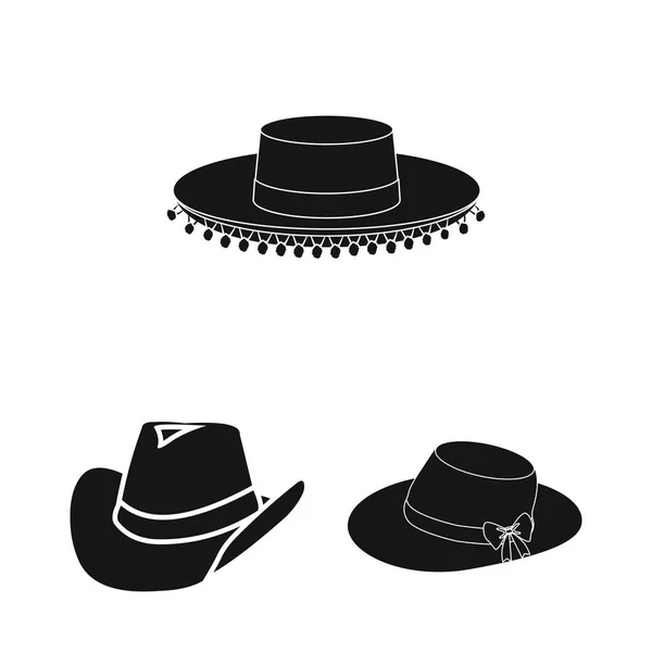 Ilustración vectorial del sombrero y el signo de gorra. Colección de sombrero y modelo de stock símbolo para web . — Archivo Imágenes Vectoriales