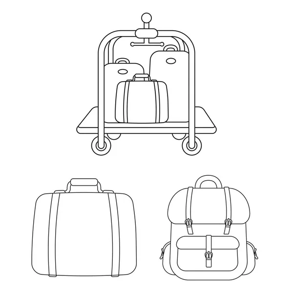 Objet isolé et panneau de sac à dos. Illustration vectorielle d'ensemble et d'emballage . — Image vectorielle