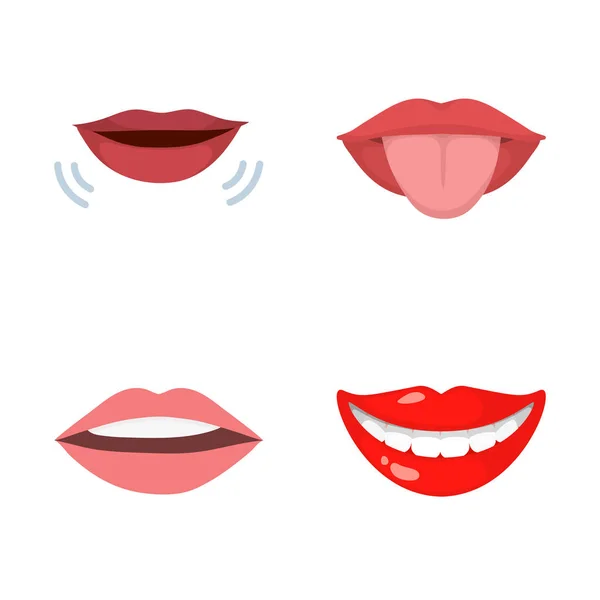 Oggetto isolato di bacio e sorriso simbolo. Set di baci e sexy icona vettoriale per magazzino . — Vettoriale Stock
