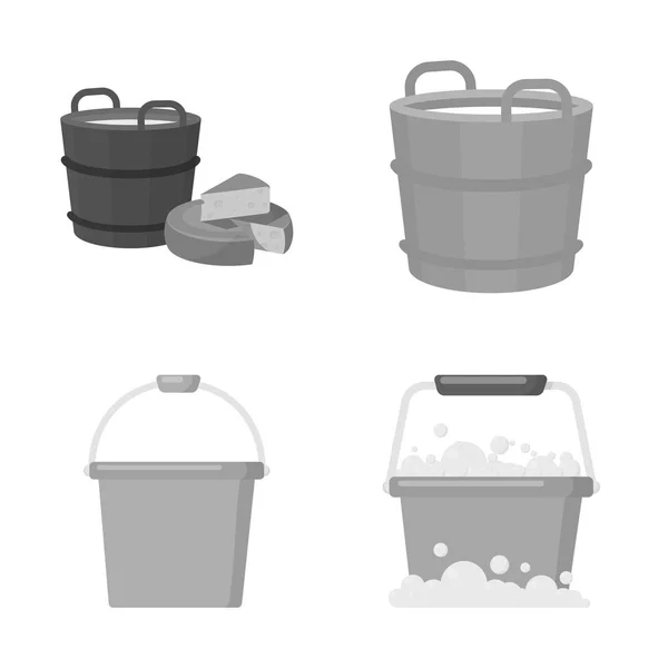 Vector design of bucket and water sign. Set of bucket and full stock vector illustration. — Stock Vector