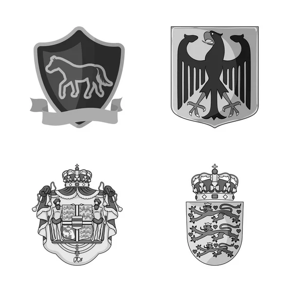 Vektor-Design von Wappen- und Kronenzeichen. Set von Wappen- und Wappensymbolen für Aktien. — Stockvektor