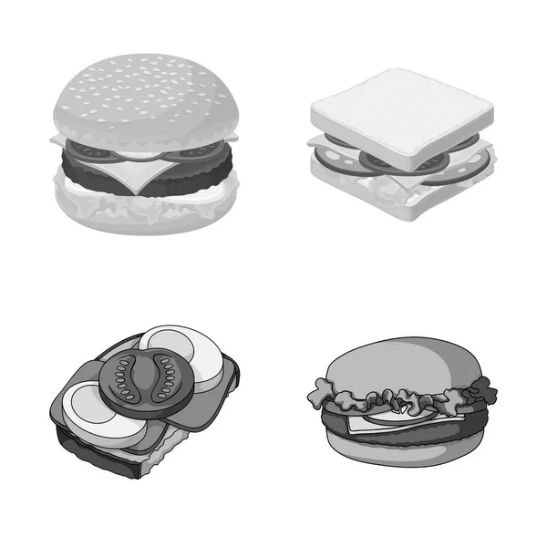 Illustration vectorielle de sandwich et icône enveloppante. Ensemble de sandwichs et icône vectorielle déjeuner pour stock . — Image vectorielle