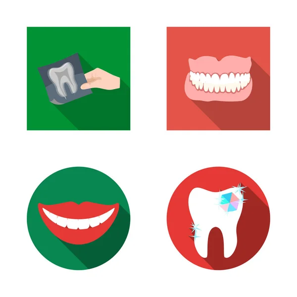 Illustration vectorielle de la dent et symbole heureux. Collection d'icônes vectorielles de blanchiment des dents pour le stock . — Image vectorielle