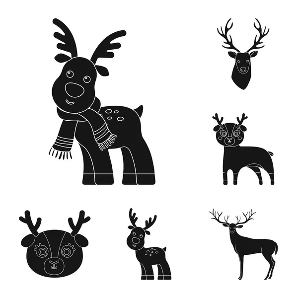 Oggetto isolato di alce e icona della testa. Set di alci e cervo stock symbol per il web . — Vettoriale Stock