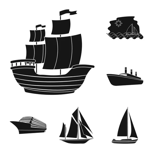 Geïsoleerde object van jacht en schip teken. Instellen van jacht en cruise vector pictogram voor voorraad. — Stockvector