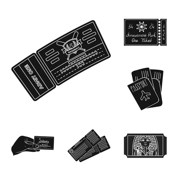 Векторная иллюстрация билета и логотипа фильма. Сбор иконки билета и концертного вектора на складе . — стоковый вектор