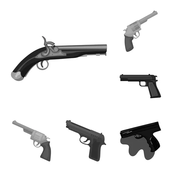 Design vectorial de revolver și pictograma pistol. Set de revolver și pictograma vectorială de declanșare pentru stoc . — Vector de stoc