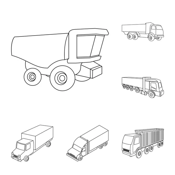 Diseño vectorial de camión y logotipo de envío. Conjunto de camión y contenedor icono de vector para stock . — Archivo Imágenes Vectoriales
