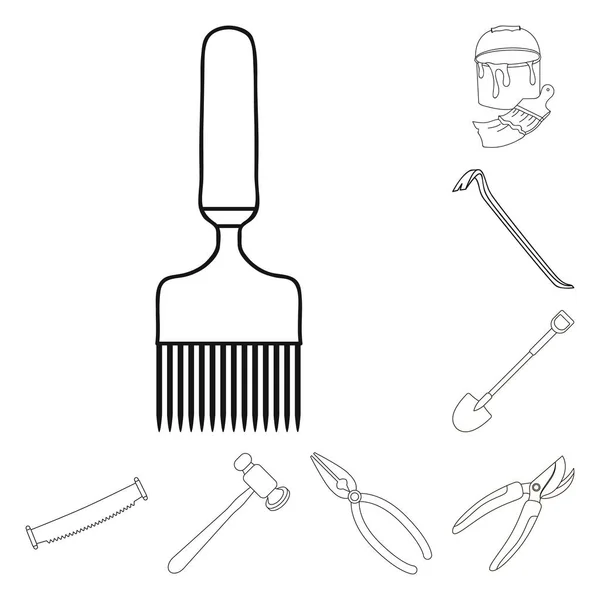 Isolerade objekt av verktyg och konstruktion tecken. Uppsättning av verktyg och snickeri lager vektorillustration. — Stock vektor