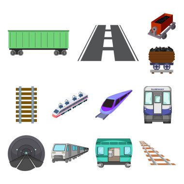 Tren ve tren işareti yalıtılmış nesne. Demiryolu ve web için yol hisse senedi simgesi toplama.