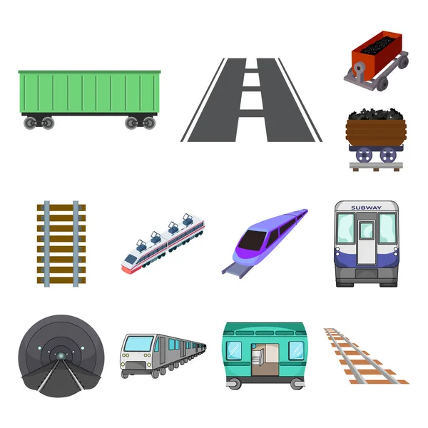 Objeto aislado del ferrocarril y la señal del tren. Colección de ferrocarril y símbolo de stock de camino para la web . — Vector de stock