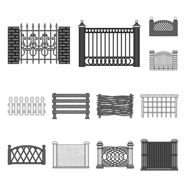 Diseño vectorial del letrero de puerta y valla. Colección de puerta y pared símbolo de stock para web . — Vector de stock