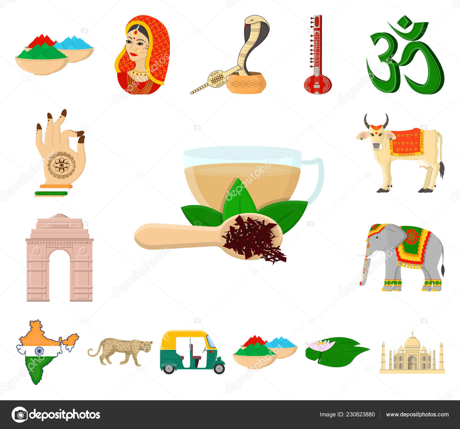 Мультфильм Country India В Коллекции Для Обозначения Индии И.