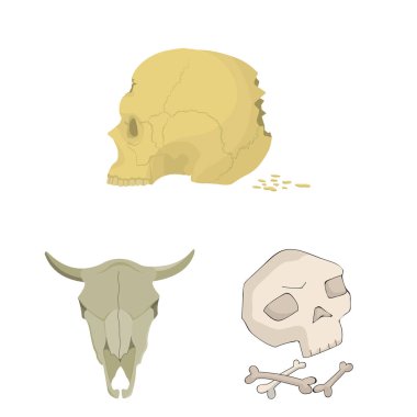 İskelet ve karakter logo vektör tasarımı. İskelet ve Cadılar Bayramı hisse senedi simgesi için web topluluğu.