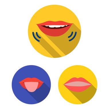 Yalıtılmış nesne öp ve logo gülümse. Öpücük ve hisse senedi için seksi vektör ikon koleksiyonu.